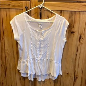 Aeropostale White Peplum-Style Blouse, L